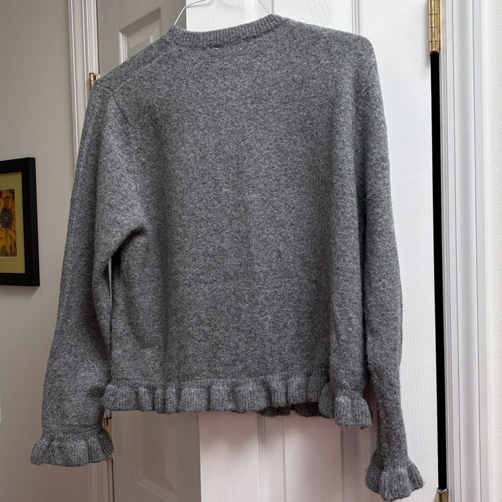 Zara Gray Ruffle-Trim Button Cardigan - Picture 7 of 7